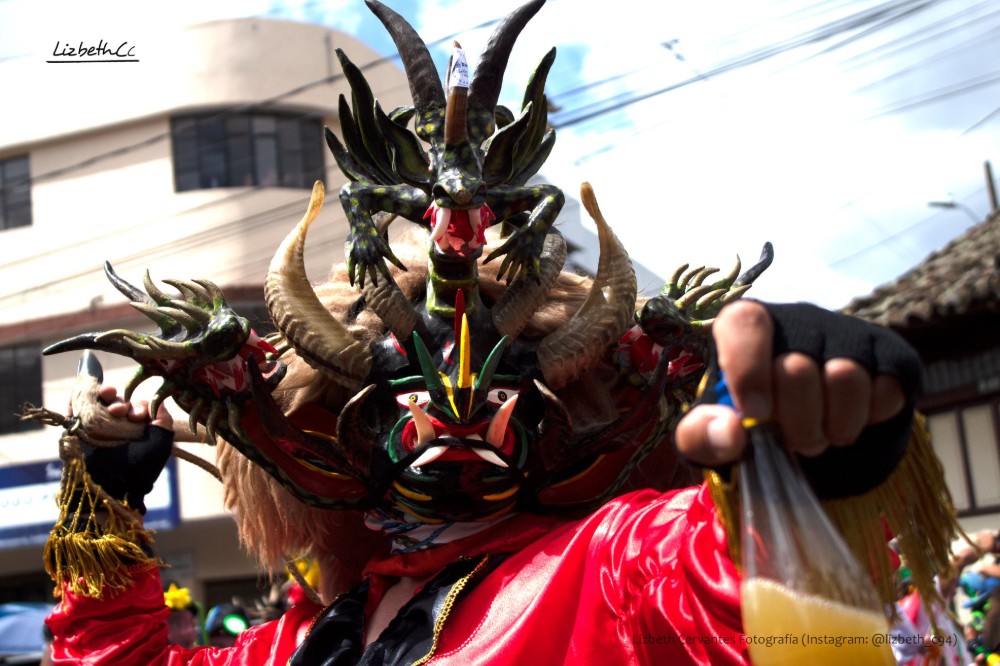 Native disguised as devil during traditional festival